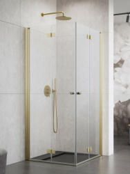 Radaway Nes Brushed Gold KDD-B szögletes szálcsiszolt arany zuhanykabin 80x80 átlátszó (11972)