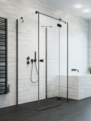 Radaway Essenza Black KDJ+S szögletes fekete zuhanykabin 80x100 átlátszó balos (8250)