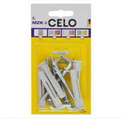 CELO MZK guler universal diblu din plastic 6 x 41 + șurub cu cârlig 4, 4 x 69 (5 buc) (5641MZKWH5)