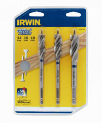 IRWIN TOOLS Set burghie lemn 3 piese Suport de burghie 230 mm Blue Groove Power (14-16-18 mm) (10507720)