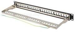 Lanberg Üres patch panel 24 port 1U 19" FTP, árnyékolt, tehermentesítővel, fekete (PPKS-0924-B) (PPKS-0924-B)
