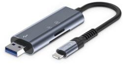 Tech-Protect Card reader TECH-PROTECT UltraBoost, micro SD / SD, conectori USB si Lightning, 5Gbps (Gri)