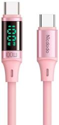 Mcdodo Cablu Date Mcdodo USB Type-C USB Type-C Digital Display Silicone Fast Charging 100W 1.2m Roz (CA-1941)