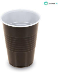 T-depo Műanyag automatás kávés pohár barna-fehér - PP 180ml (TDBPMAP180)