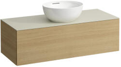 Laufen ILBAGNOALESSI Fiókos elem, 120 cm, kivágással középen, 1 fiókkal, Calce Avorio felülettel, csaplyuk kivágással, H818975, H818976, H818977, H818978 mosdókhoz, Világos Tölgy H4313150972501 (H43131509725