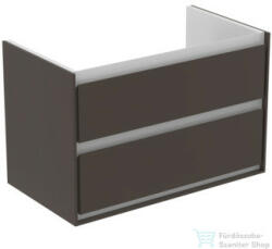 Ideal Standard CONNECT AIR 80x44 cm-es 2 fiókos alsószekrény pult és mosdó nélkül, Matt sötétbarna/matt fehér E0819VY (E0819VY)