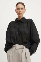 Sisley bluza din bumbac femei, culoarea negru, neted PPYH-BDD0AD_99X