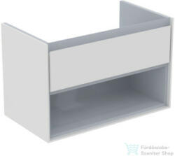 Ideal Standard CONNECT AIR 80x44 cm-es 1 fiókos alsószekrény pult és mosdó nélkül, Fényes fehér/matt szürke E0827KN (E0827KN)
