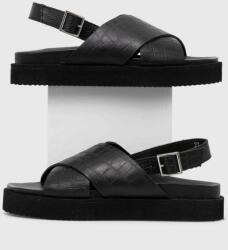 Answear Lab sandale de piele femei, culoarea negru, cu platforma BPYH-OBD02F_99X