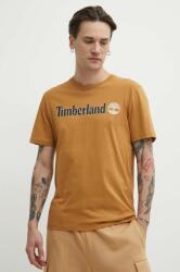 Timberland tricou din bumbac barbati, culoarea maro, cu imprimeu, TB0A5UPQP471 PPYH-TSM2F7_82X
