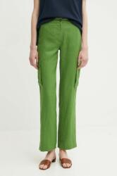 United Colors of Benetton pantaloni din in culoarea verde, drept, high waist PPYH-SPD0OB_77X