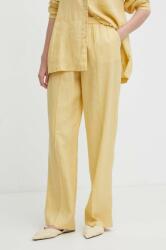 United Colors of Benetton pantaloni din in culoarea galben, drept, high waist PPYH-SPD0O9_11X