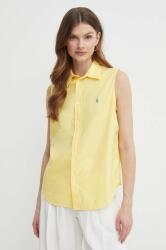 Ralph Lauren cămașă din bumbac femei, culoarea galben, cu guler clasic, regular, 211906512 PPYH-KDD0D7_11X