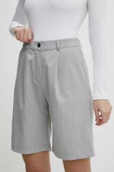 Answear Lab pantaloni scurti femei, culoarea gri, neted, high waist BBYH-SZD02E_90X