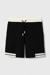 Sisley pantaloni scurți din bumbac pentru copii culoarea negru, talie reglabila PPYH-SZB038_99X