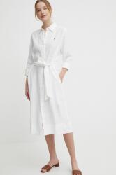 Ralph Lauren rochie din in culoarea alb, mini, drept, 211943992 PPYH-SUD1DI_00X