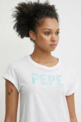 Pepe Jeans tricou din bumbac JANET femei, culoarea alb, PL505836 PPYH-TSD0NO_00X