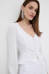 GUESS bluza din amestec de in FEDERICA culoarea alb, neted, W4GH88 WG7B0 PPYH-BDD0D3_00X