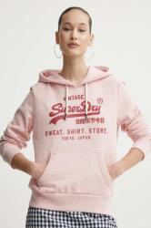 Superdry bluza femei, culoarea roz, cu glugă, cu imprimeu PPYH-BLD0PC_30X