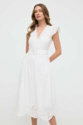 TWINSET rochie din in culoarea alb, maxi, evazati PPYH-SUD18Y_00X