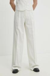 Answear Lab pantaloni din amestec de in culoarea alb, lat, high waist BBYH-SPD04S_00X (p2412.fh)