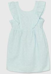 United Colors of Benetton rochie din in pentru copii culoarea turcoaz, mini, evazati PPYH-SUG0AF_66X