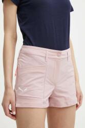 Salewa pantaloni scurți outdoor Puez culoarea roz, neted, medium waist, 00-0000028315 PPYY-SZD14G_30X