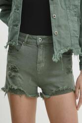 Answear Lab pantaloni scurti jeans femei, culoarea verde, neted, high waist BBYH-SZD03D_87X