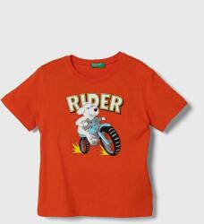 Benetton tricou de bumbac pentru copii culoarea portocaliu PPYH-TSG0B6_22X