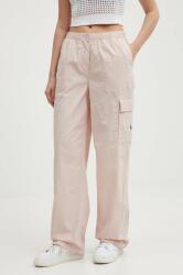 Calvin Klein Jeans pantaloni de bumbac culoarea roz, drept, high waist, J20J223116 PPYH-SPD0Y0_30X