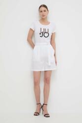 Liu Jo pantaloni scurti femei, culoarea alb, neted, high waist PPYH-SPD0I7_00X