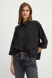 Sisley camasa din bumbac femei, culoarea negru, cu guler clasic, regular PPYH-KDD0DY_99X