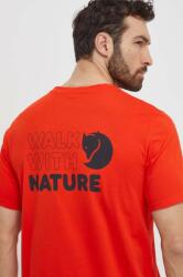 Fjall Raven tricou Walk With Nature barbati, culoarea portocaliu, cu imprimeu, F12600216 PPYH-TSM1DJ_22X