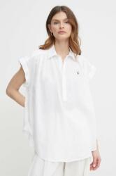 Ralph Lauren bluză din in culoarea alb, uni, 211935131 PPYH-KDD0DA_00X