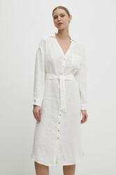 ANSWEAR rochie din in culoarea alb, midi, drept BBYH-SUD0CL_00X