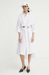 MMC STUDIO rochie din bumbac culoarea alb, midi, evazati, FELIA. DRESS PPYH-SUD1OA_00X
