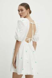 ANSWEAR rochie din bumbac culoarea alb, mini, evazati BBYH-SSD04B_00X