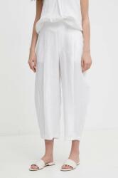 United Colors of Benetton pantaloni din in culoarea alb, lat, high waist PPYH-SPD0OA_00X