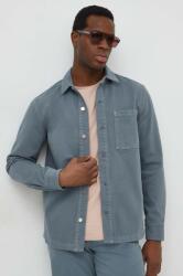 Benetton camasa jeans barbati, culoarea gri, cu guler clasic, relaxed PPYH-KDM0AY_90X