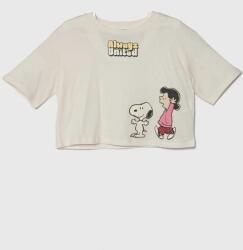 Benetton tricou de bumbac pentru copii X Peanuts culoarea bej PPYH-TSG0BU_01X