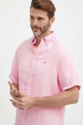 Tommy Hilfiger cămașă de in culoarea roz, cu guler button-down, regular, MW0MW35207 PPYH-KDM0G0_30A
