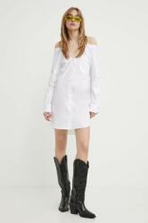 HUGO BOSS rochie din bumbac culoarea alb, mini, drept, 50512905 PPYH-SUD141_00X
