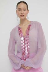 Blugirl Blumarine bluză femei, culoarea violet, cu imprimeu RA4137. T3854 PPYH-BDD09L_04X