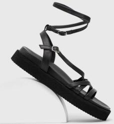 Answear Lab sandale de piele femei, culoarea negru, cu platforma BPYH-OBD02G_99X