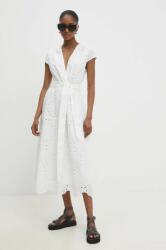 ANSWEAR rochie din bumbac culoarea alb, midi, evazati BBYH-SUD0EF_00X