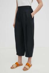 United Colors of Benetton pantaloni din in culoarea negru, lat, high waist PPYH-SPD0OA_99X