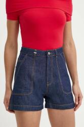 United Colors of Benetton pantaloni scurti jeans femei, culoarea albastru marin, neted, high waist PPYH-SZD0B7_59X