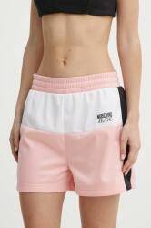 Moschino Jeans pantaloni scurti femei, culoarea roz, modelator, high waist PPYH-SZD0A3_30X