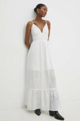 ANSWEAR rochie din bumbac culoarea alb, maxi, evazati BBYH-SSD05U_00X
