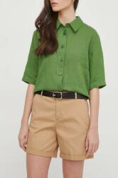 United Colors of Benetton pantaloni scurti femei, culoarea bej, neted, high waist PPYH-SZD0BA_80X
